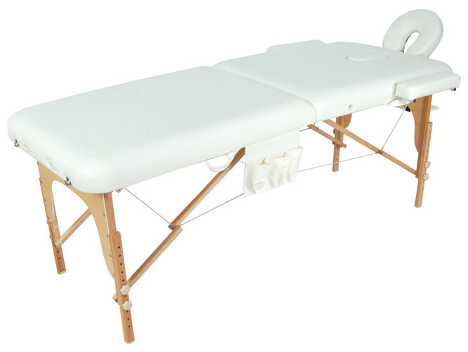 Массажный стол складной MED-MOS JF-AY01 2-х секционный, деревянная рама (однотонный, размер 185*70) фото 2