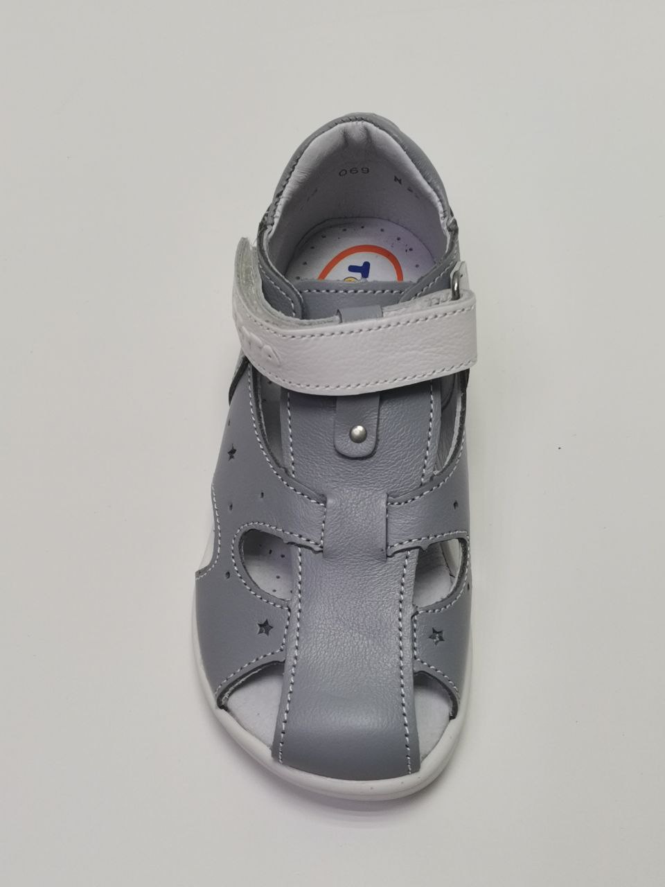 Туфли летние  детские закрытый нос ц. серый/белый 069-КП-01,99 фото 4